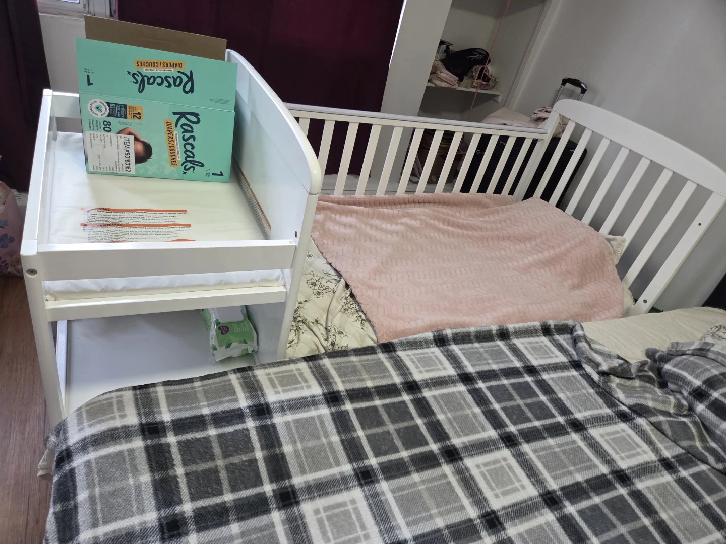 White Crib with Attached Changing Station - photo 3