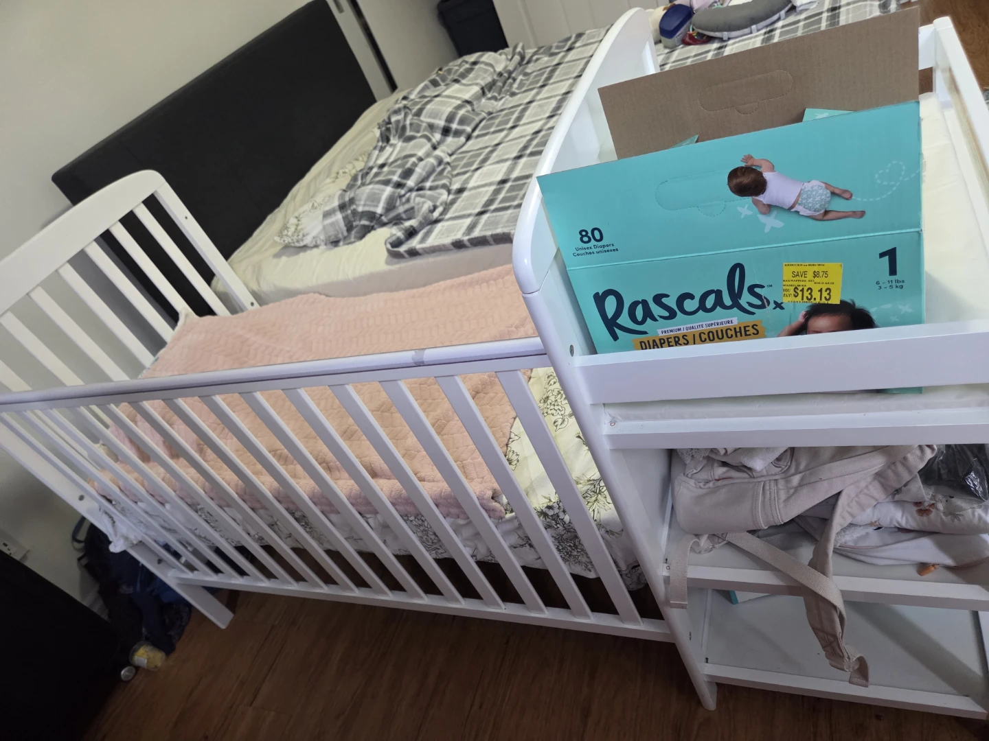 White Crib with Attached Changing Station - photo 4