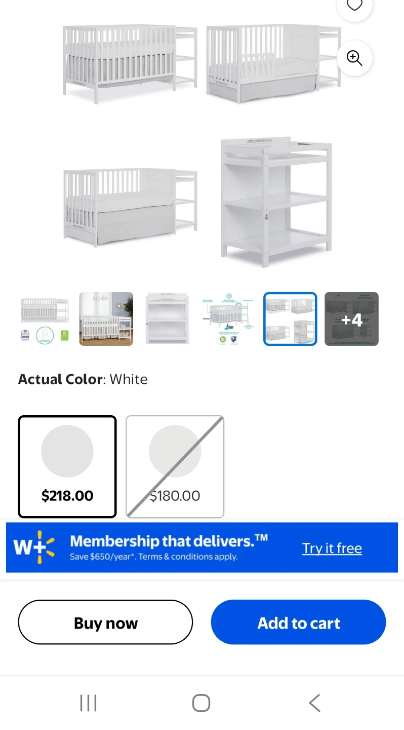 White Crib with Attached Changing Station - photo 2