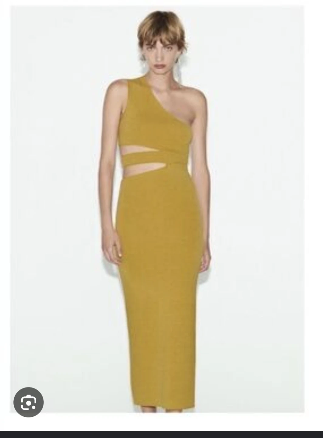Zara Yellow One-Shoulder Cut-Out Midi Dress - photo 2