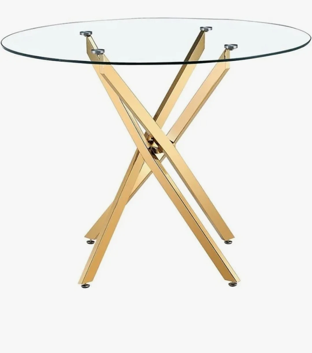 Glass and Gold X-Base Dining Table - photo 5