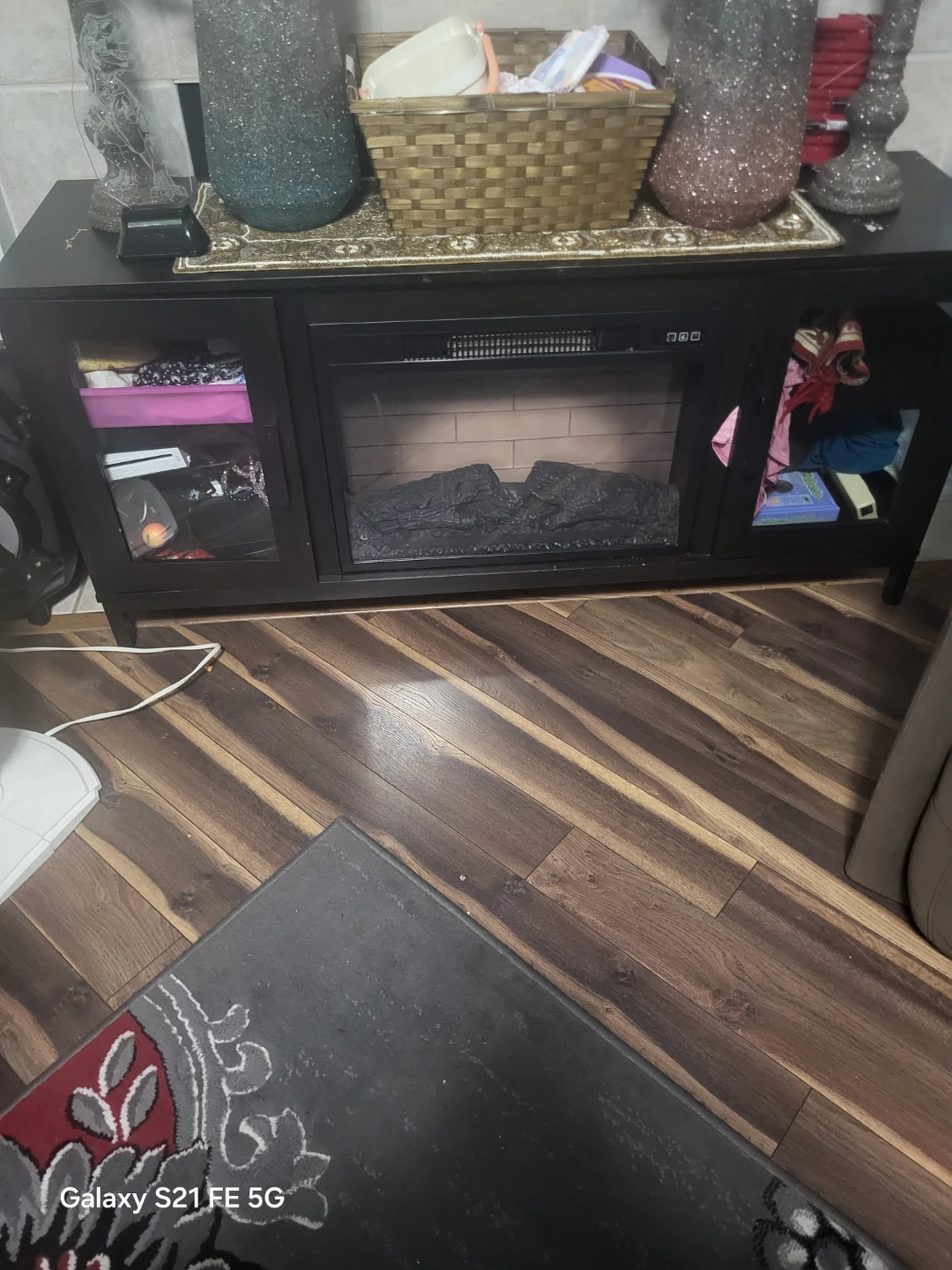 Black Electric Fireplace Media Console