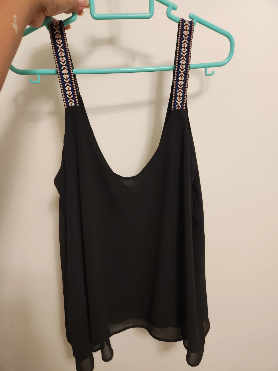 Black Camisole with Embroidered Straps ⚽
