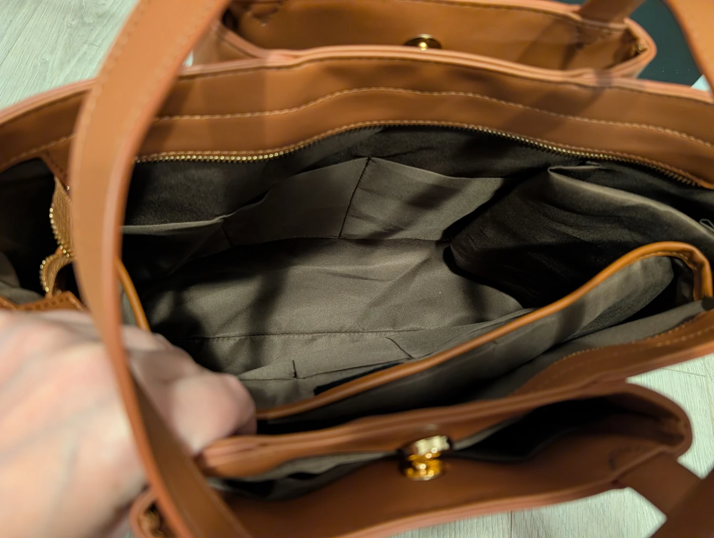 Apryl Brown Faux Leather Tote Bag - photo 4