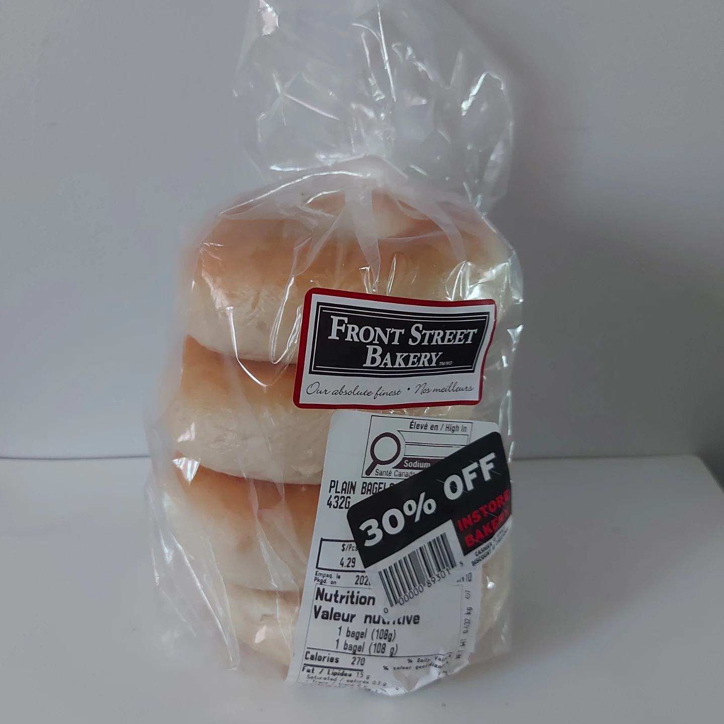 FREE - Front Street Bakery Plain Bagels (432g)