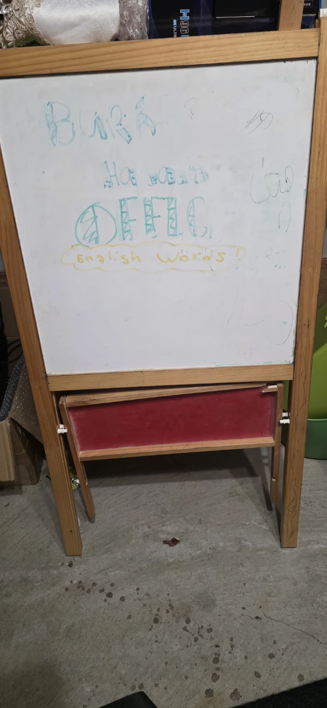 Wooden Easel Whiteboard with Red Tray
