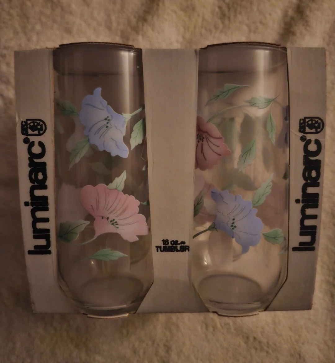 NEW GLASSES DRINKING Tumblers Set 4, Floral - photo 3