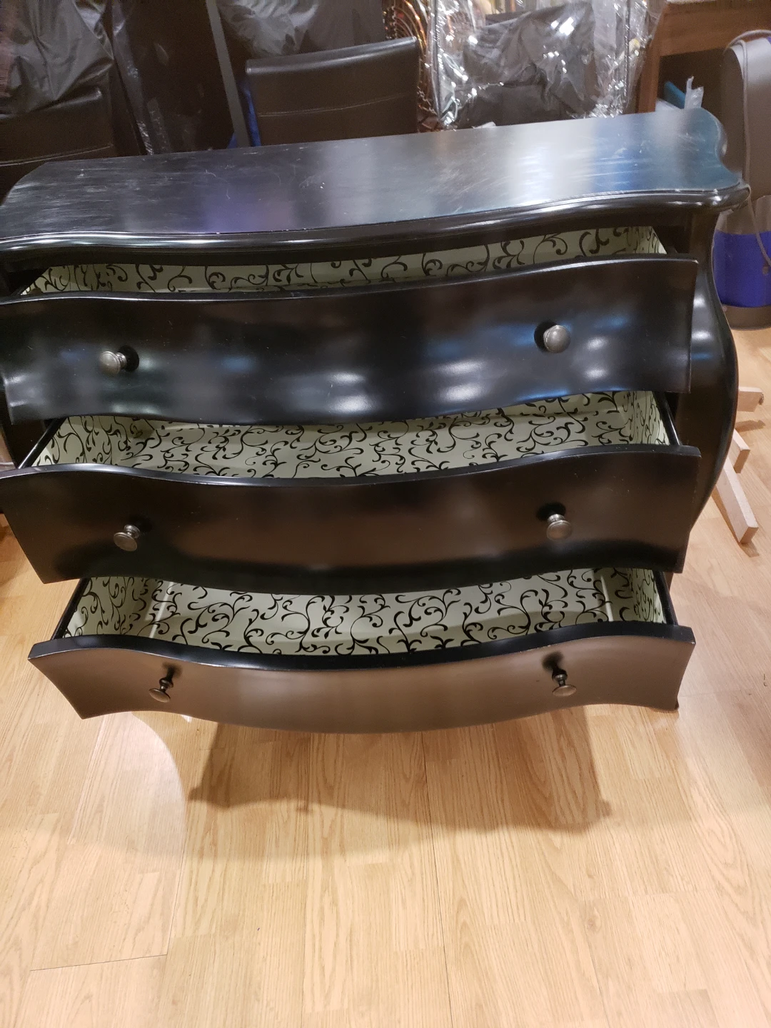 Black 3-Drawer Curvy Dresser - solid wood - photo 3