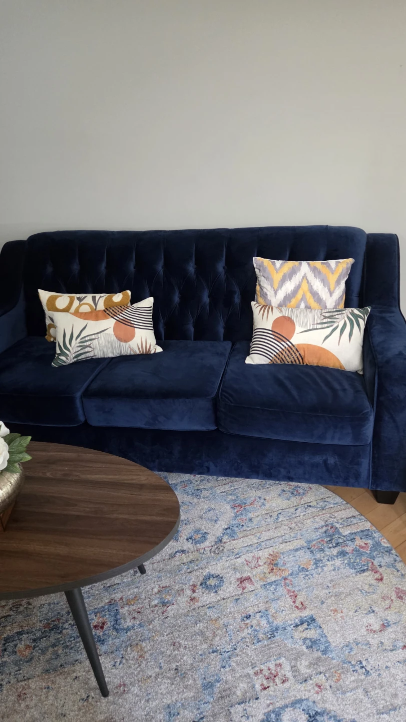 Blue Velvet Tufted Sofa - photo 4