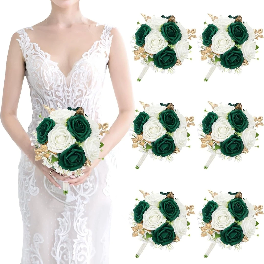 Artificial Bridesmaid Wedding Bouquets- Set of 6