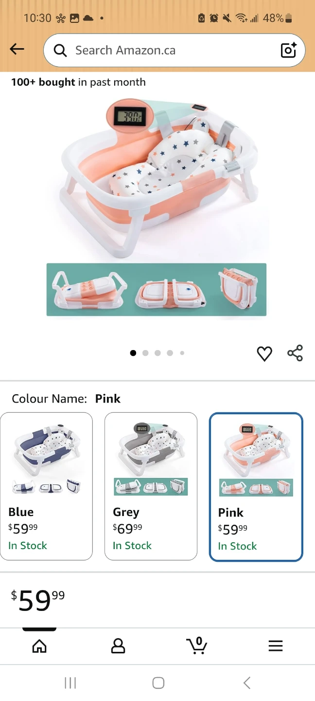 Pink Foldable Baby Bathtub with Digital Thermometer ⚽️