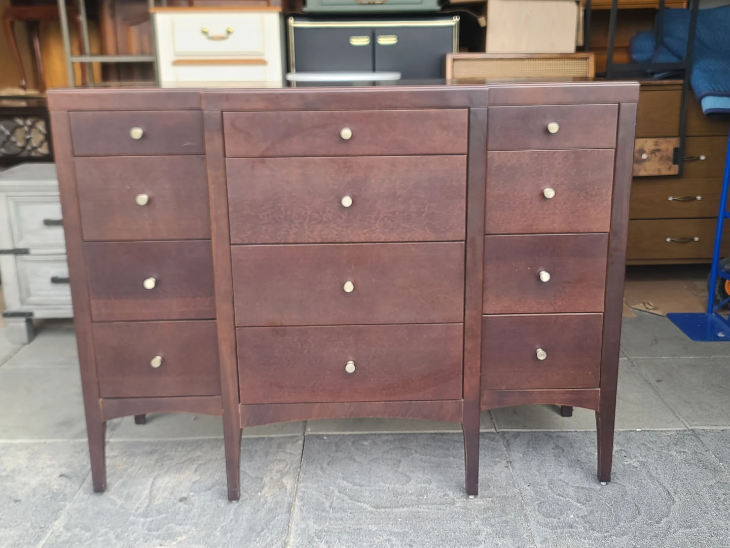 Sharma 12-Drawer Dark Wood Dresser