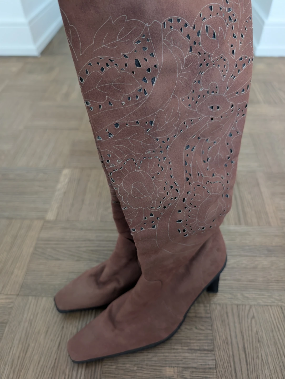 Brown Suede Cutout Boots - photo 2