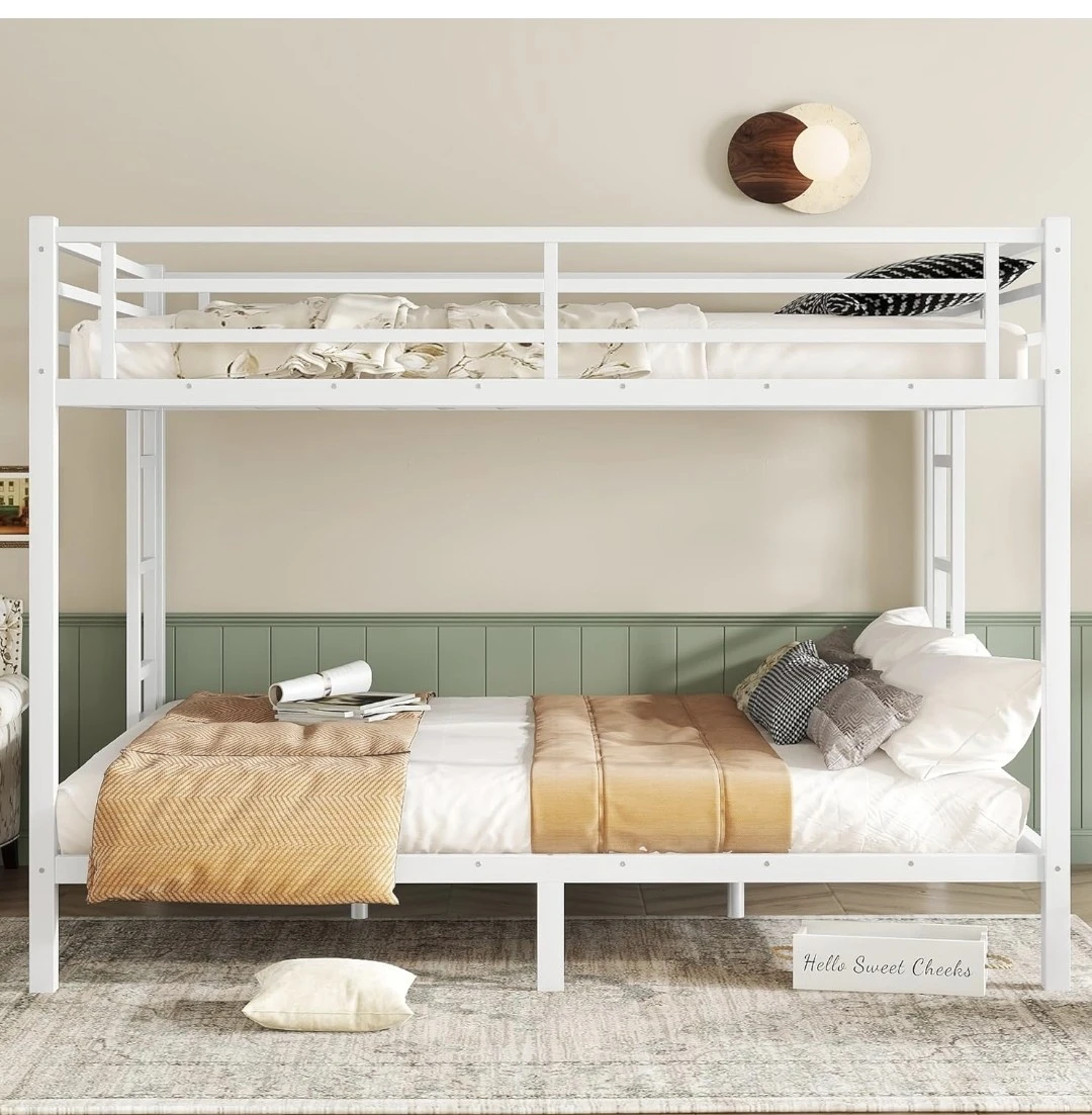 White Metal Bunk Bed queen