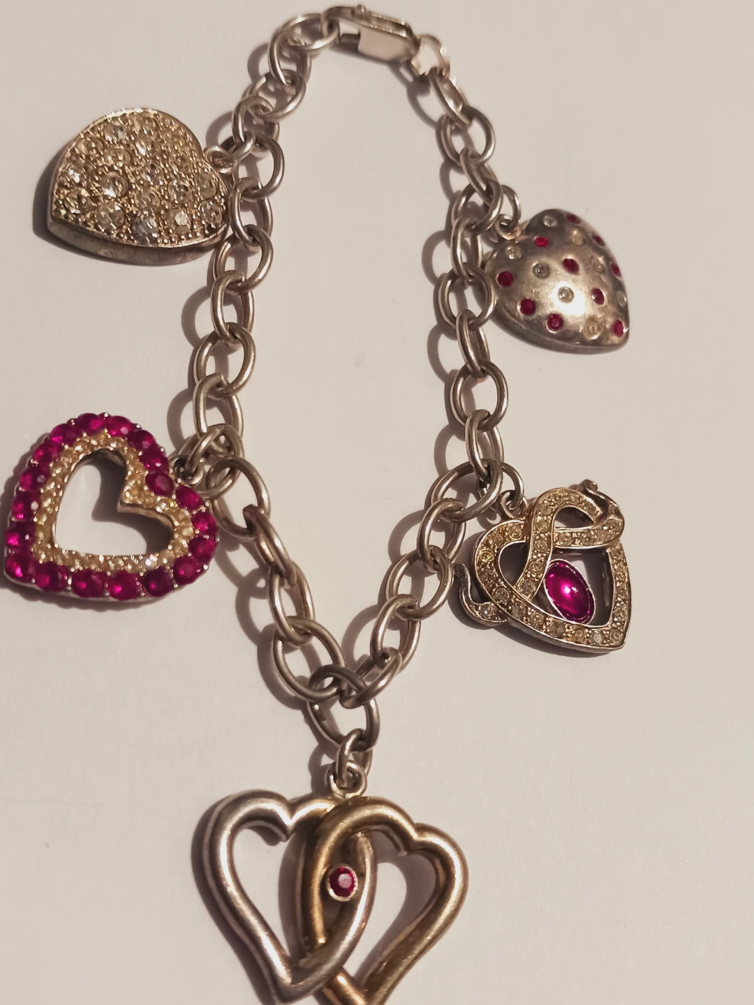 MMA MAd 925 STERLING SILVER 925 FIVE ❤️ CHARMS BRACELET - photo 2