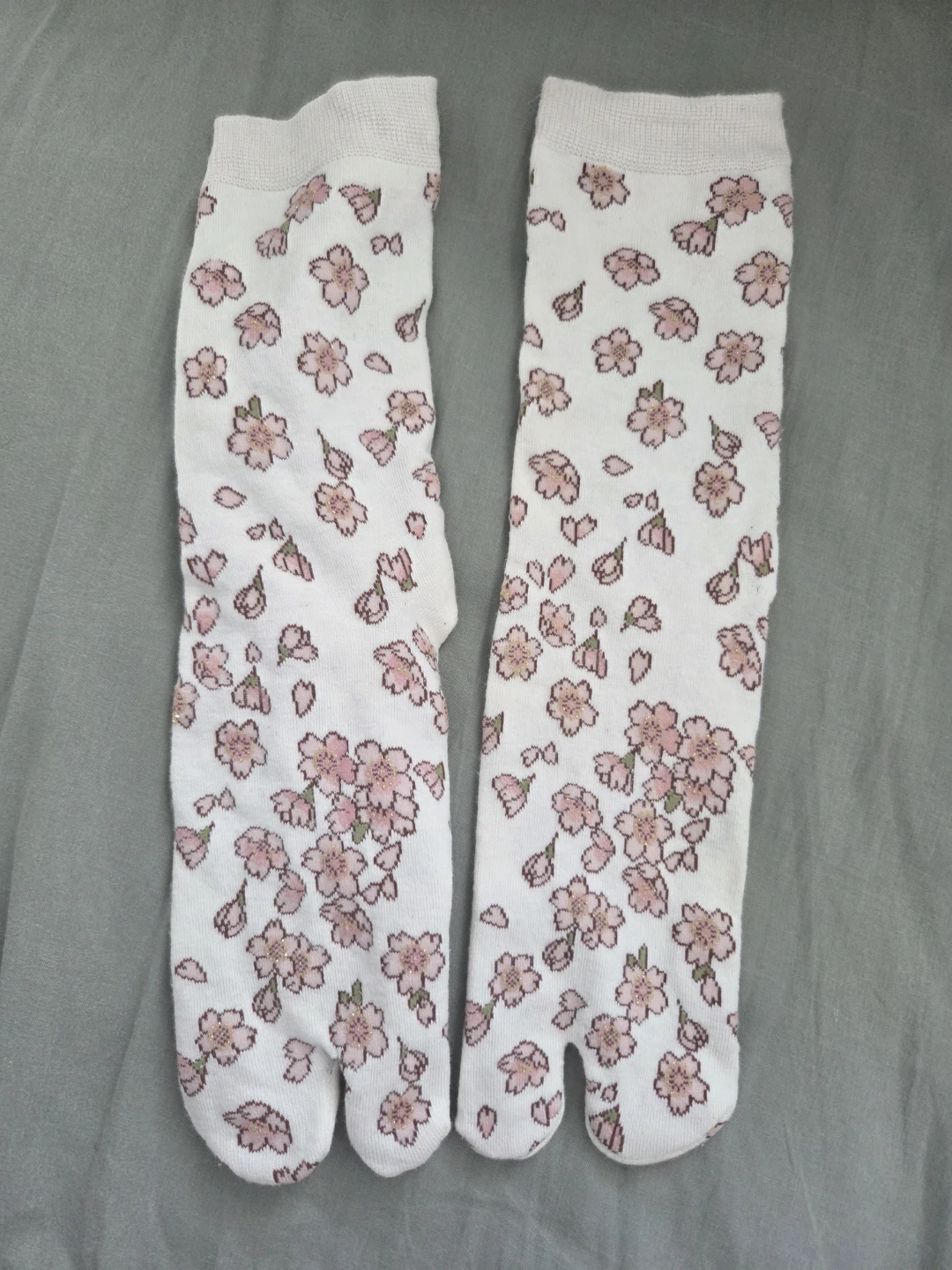 Tabi Socks with Cherry Blossom Pattern