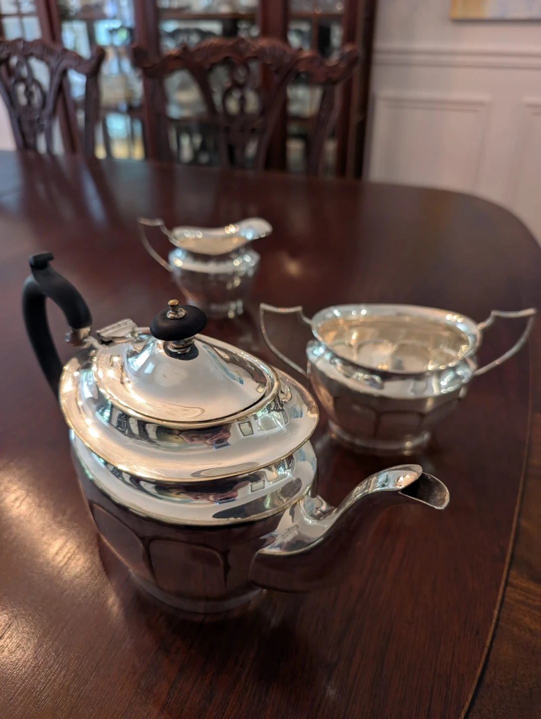 Silver Tea Set - teapot, sugar, and creamer - photo 2
