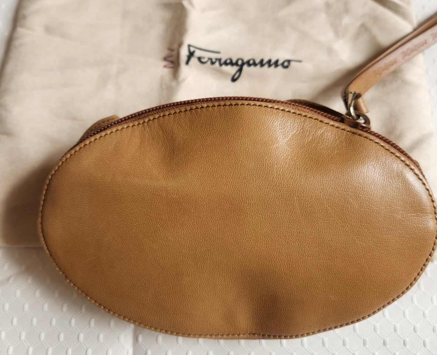 Salvatore Ferragamo Brown Leather Flower Clutch Pouch - photo 2