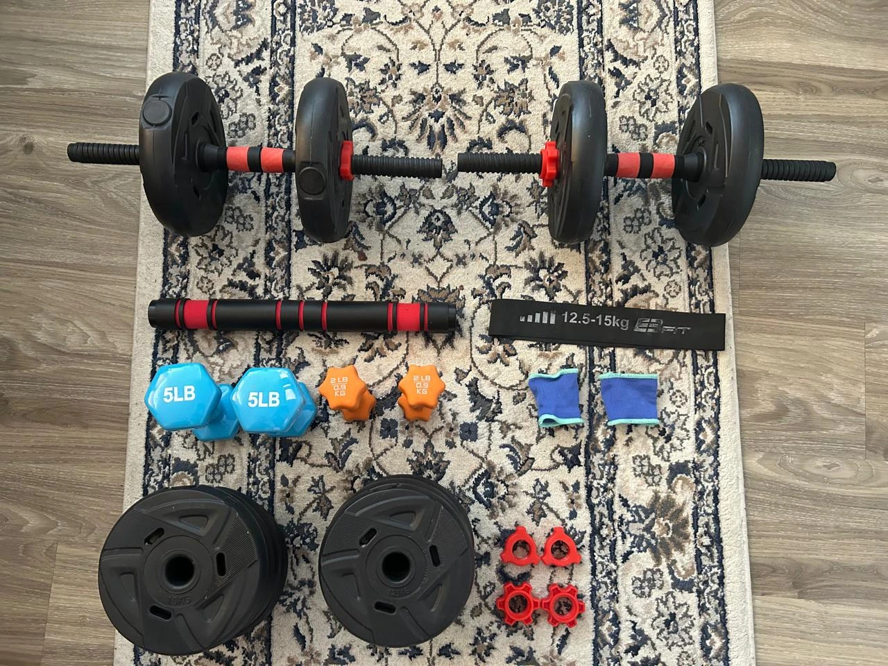 Adjustable Dumbbell Set with Barbell Attachment