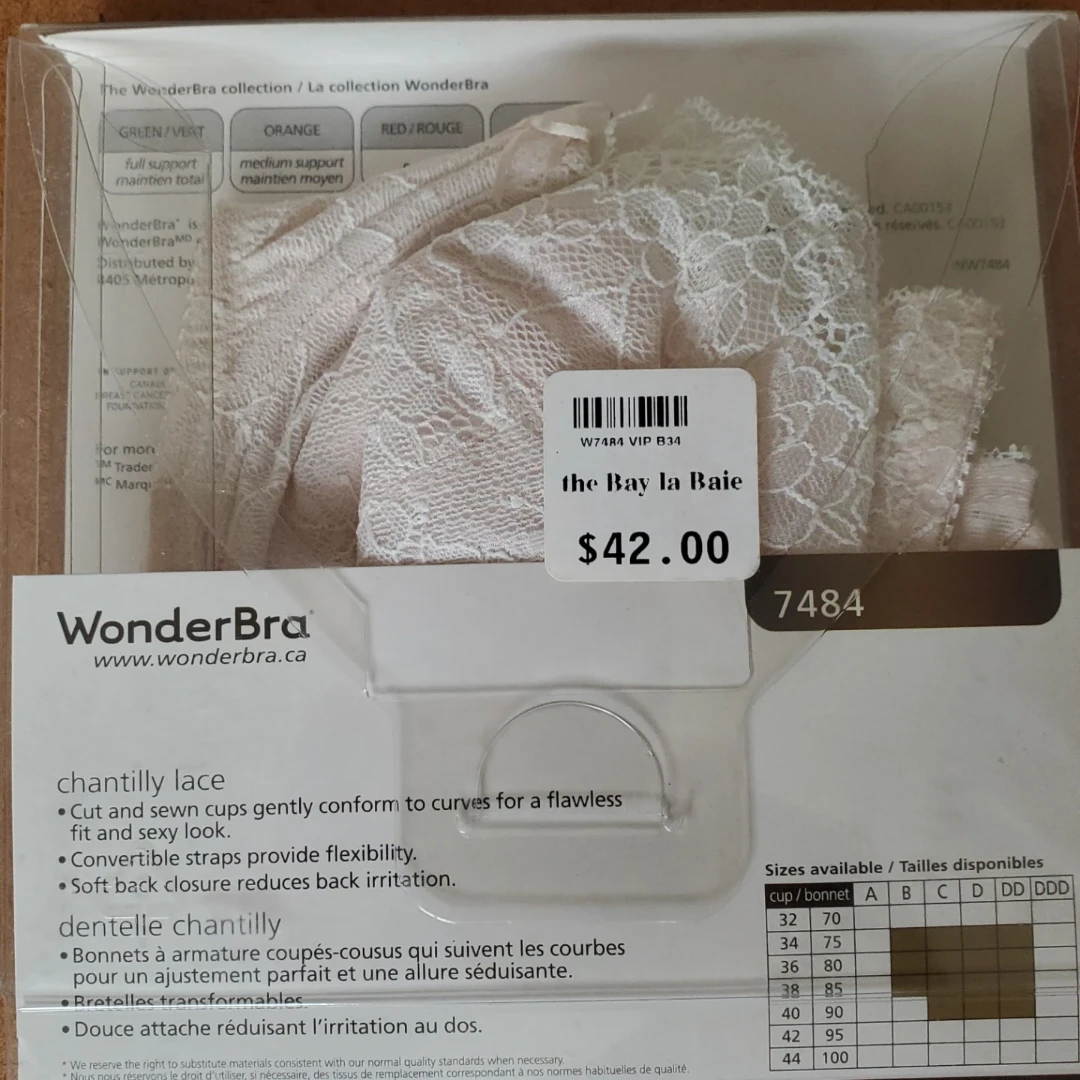 WonderBra Chantilly Lace Underwire Bra 34B, Style 7484 - photo 2
