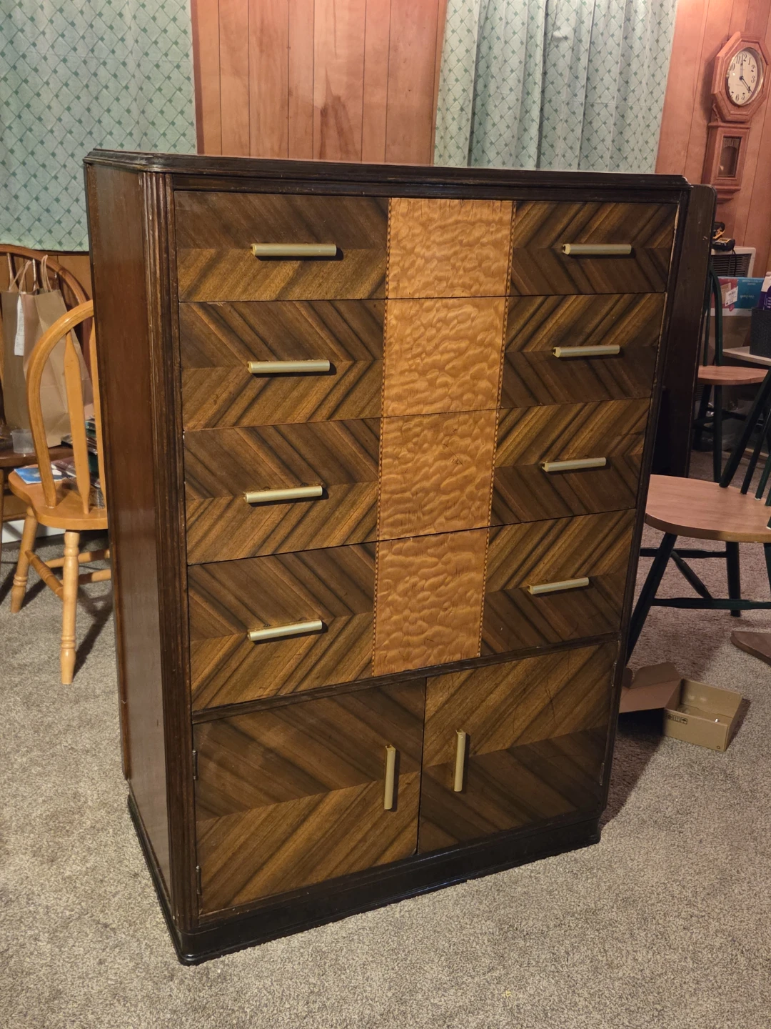 Vintage Waterfall Dresser with 4 Drawers