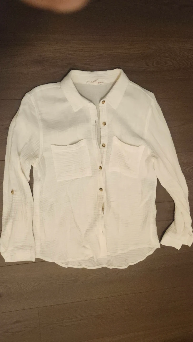 White Gauze Button-Up Shirt- M