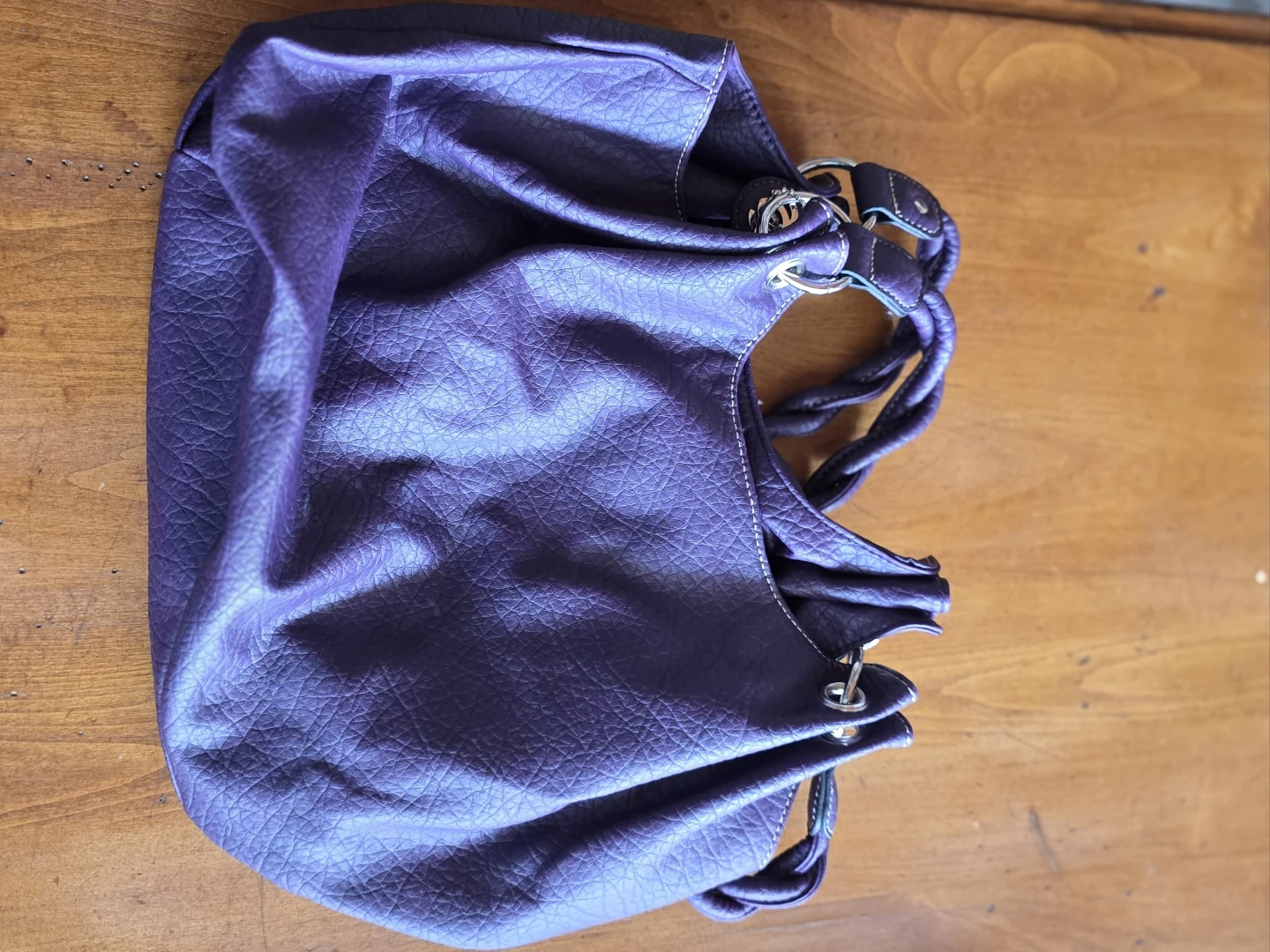 Purple Faux Leather Shoulder Bag