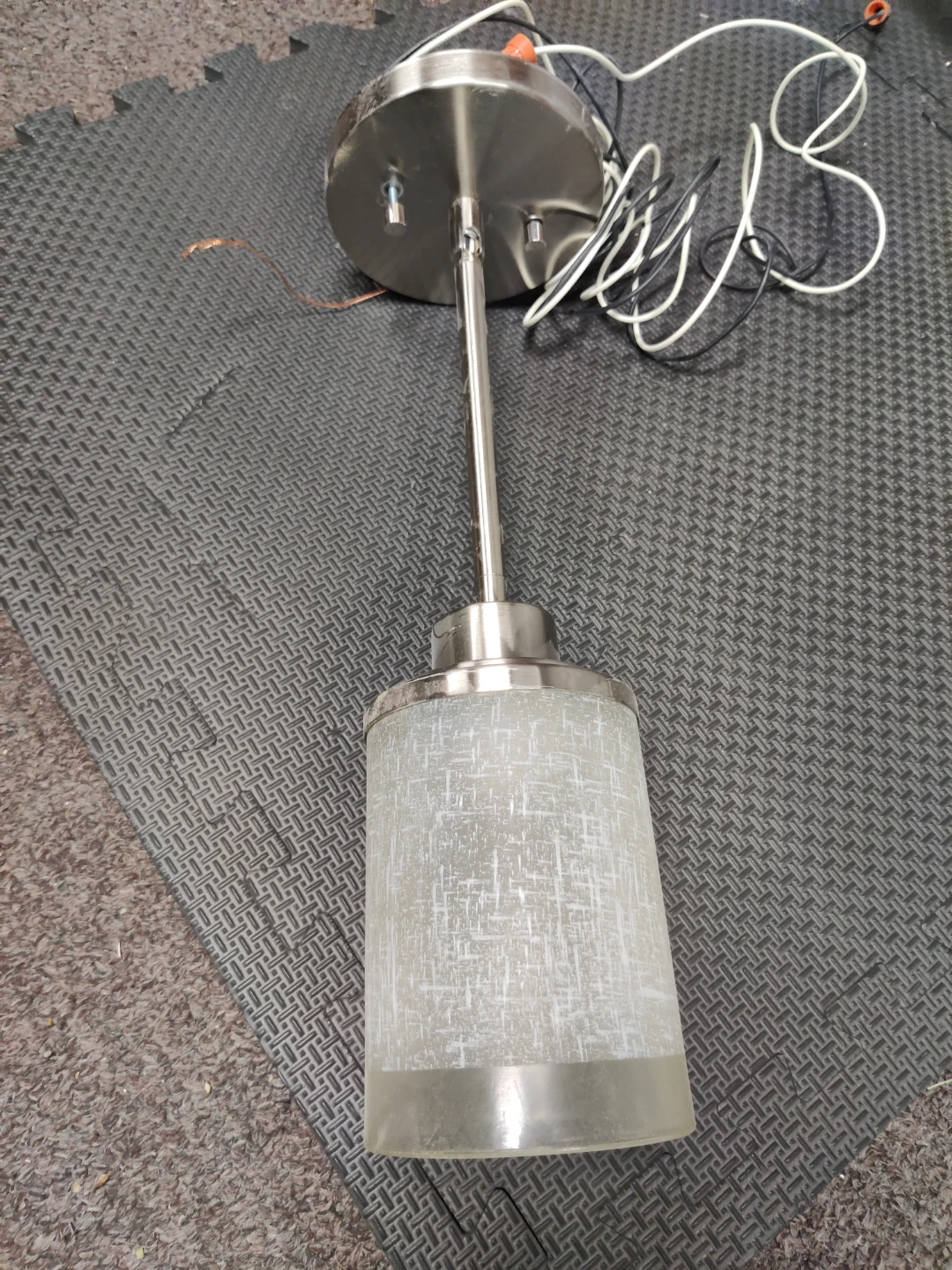 Pendant Light Fixture with Frosted Glass Shade