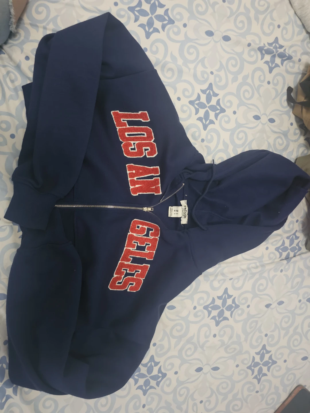 Refuge Blue Los Angeles Graphic Zip-Up Hoodie