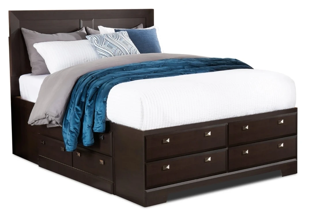 QUEEN 12-DRAWER PLATFORM STORAGE BED FRAME ESPRESSO BROWN - photo 4