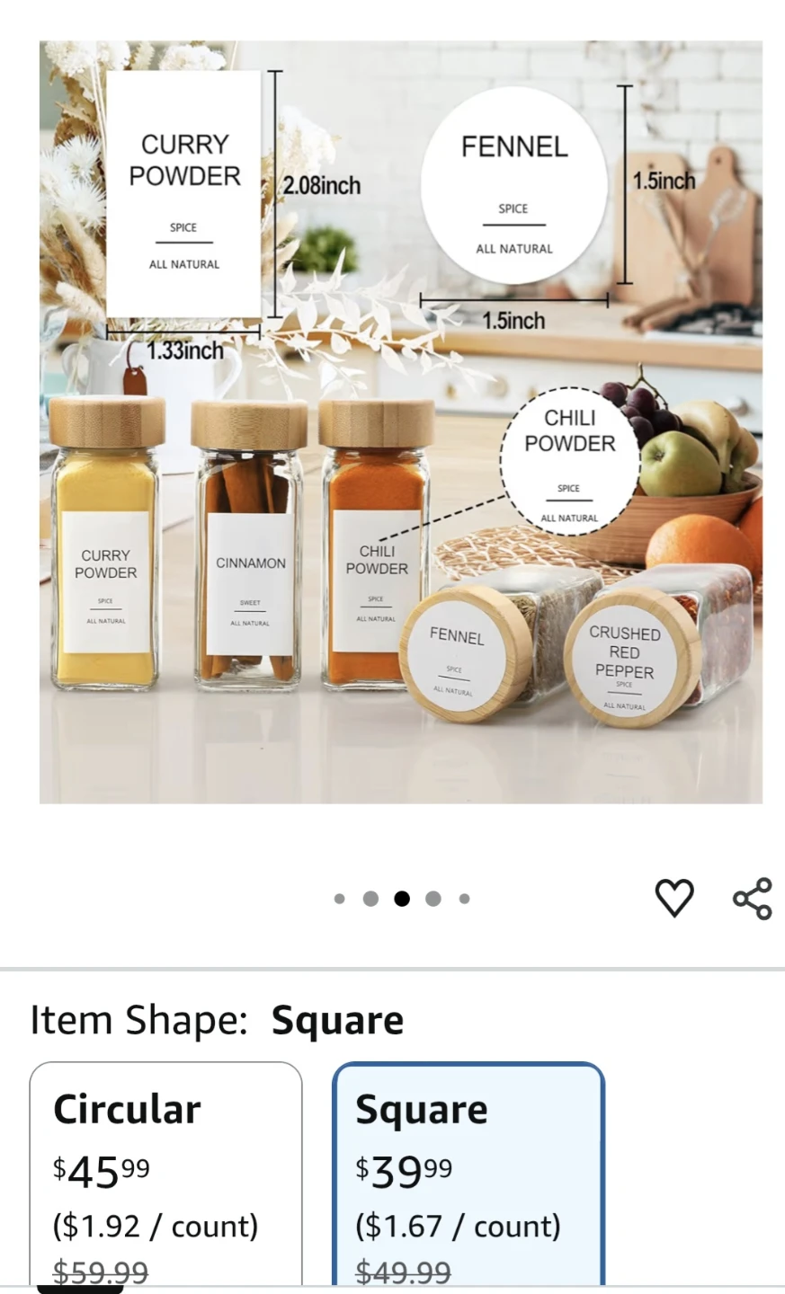 AISIPRIN 24 Square Glass Spice Jars with Bamboo Lids & Labels - photo 4