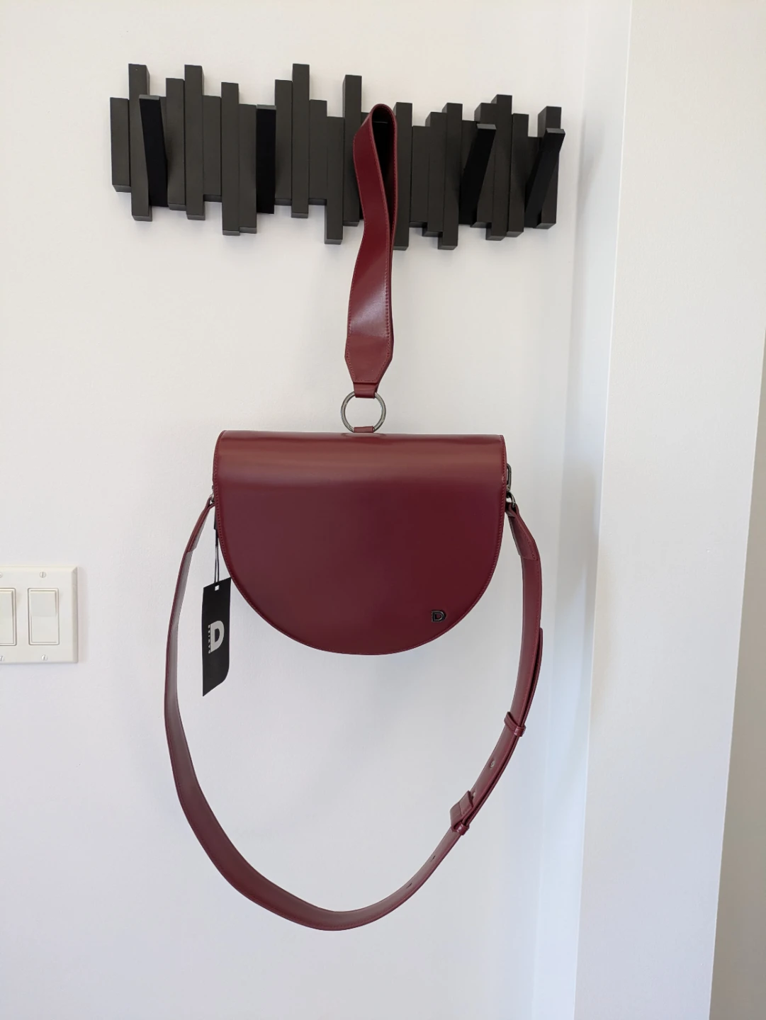 DANIER Leather Shoulder Bag - Burgundy - photo 4