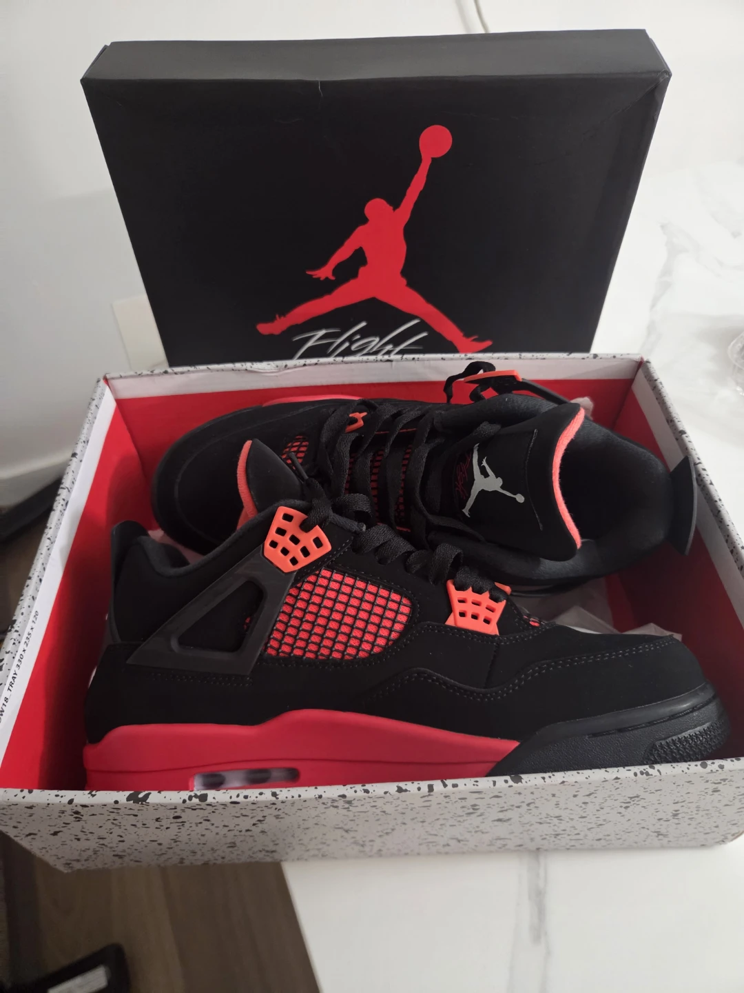 Air Jordan 4 Black Red Mens Shoes