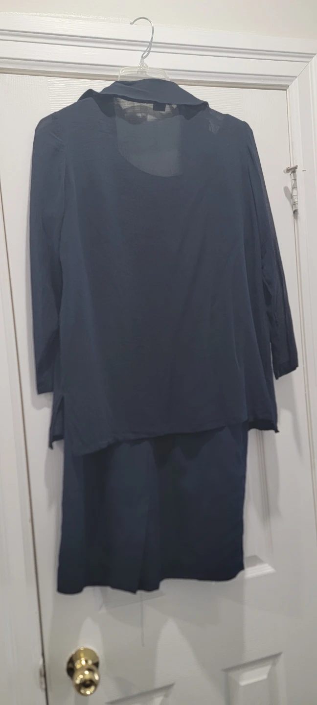 Talbots 100% Silk Navy Dress Suit Size 6 - photo 2