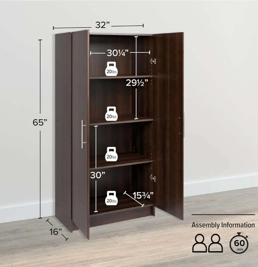 Dark Brown Storage Cabinet with Doors