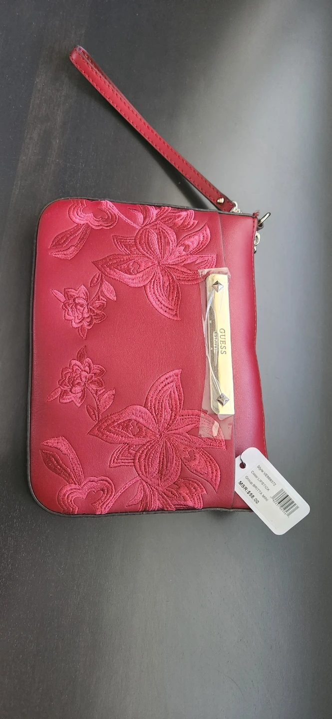 Guess Red Embroidered Clutch Bag