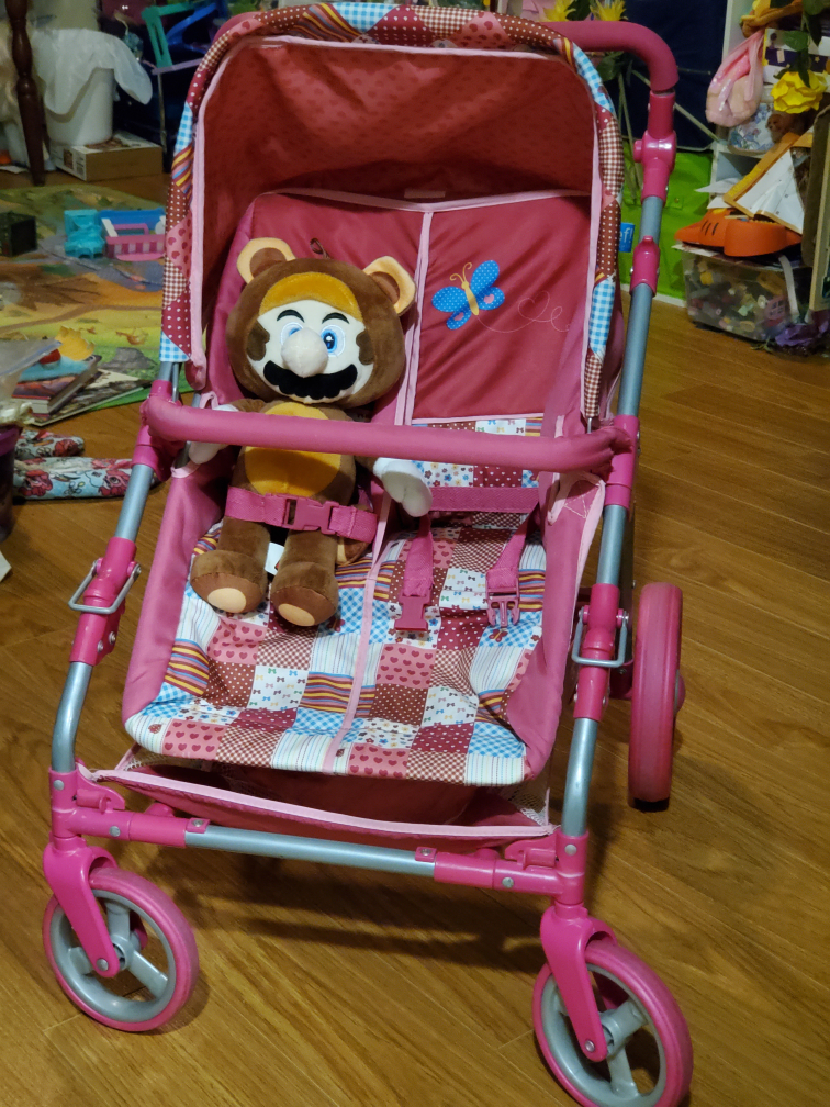 Pink Doll Stroller with Butterfly Design
