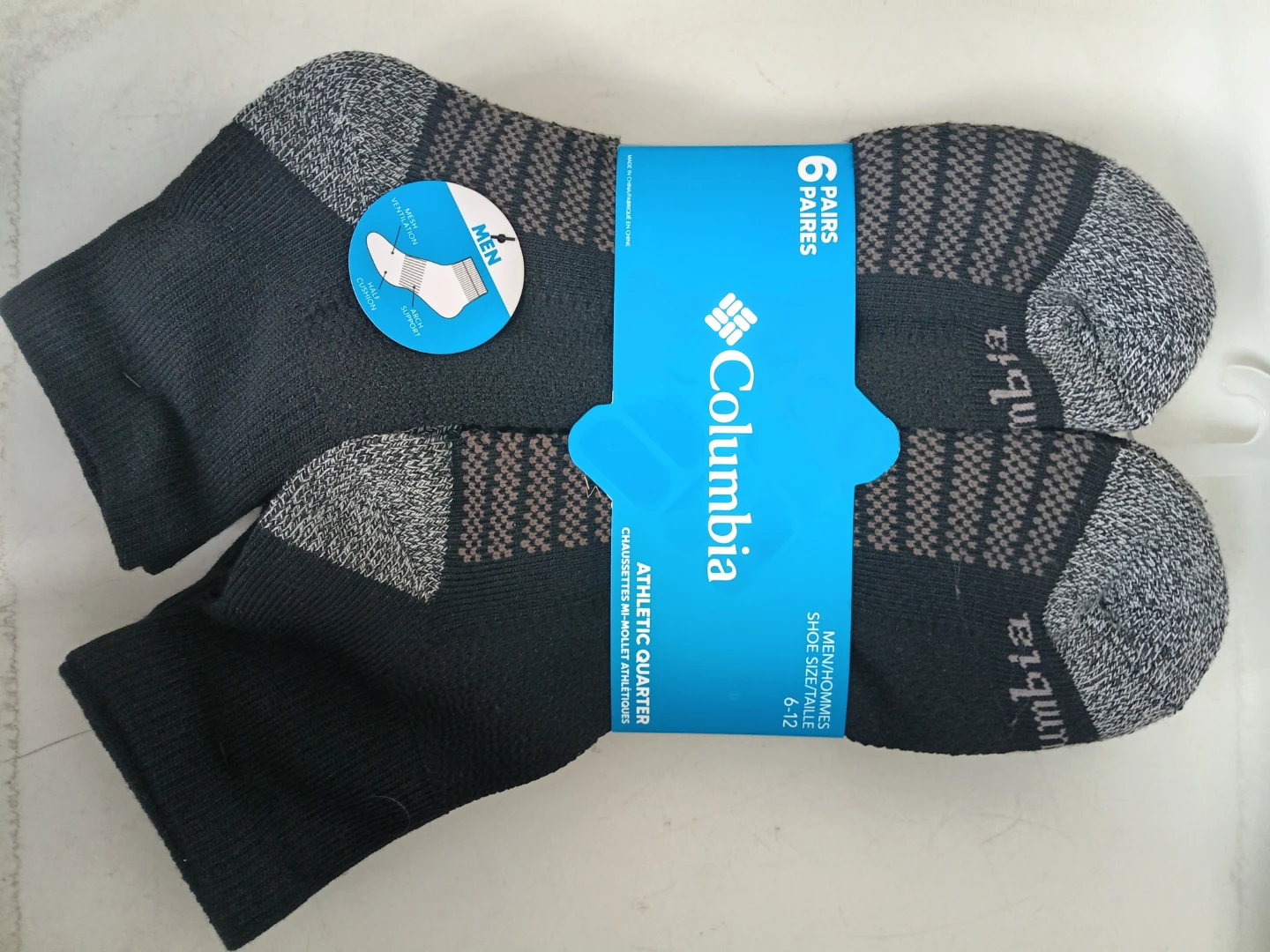 ⚽️Columbia Men's Athletic Quarter Socks - 6 Pairs -  6-12 - photo 2