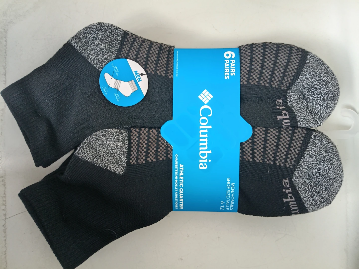 ⚽️Columbia Men's Athletic Quarter Socks - 6 Pairs -  6-12 - photo 3