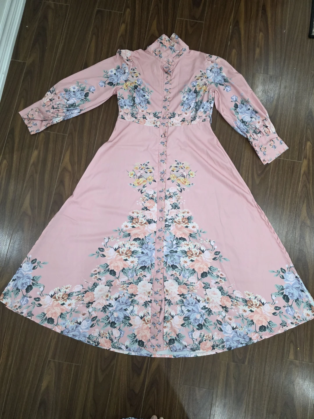Pink floral maxi dress