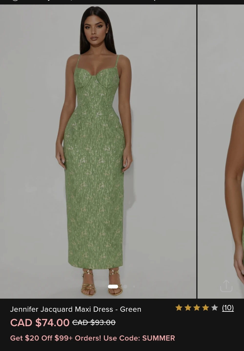 Jennifer Jacquard Maxi Dress - Green - New - Fashionova