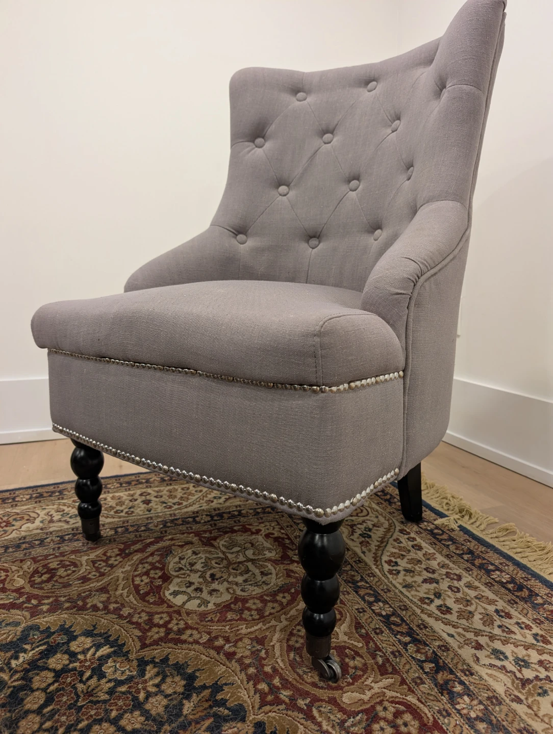 Grey Tufted Accent Chair