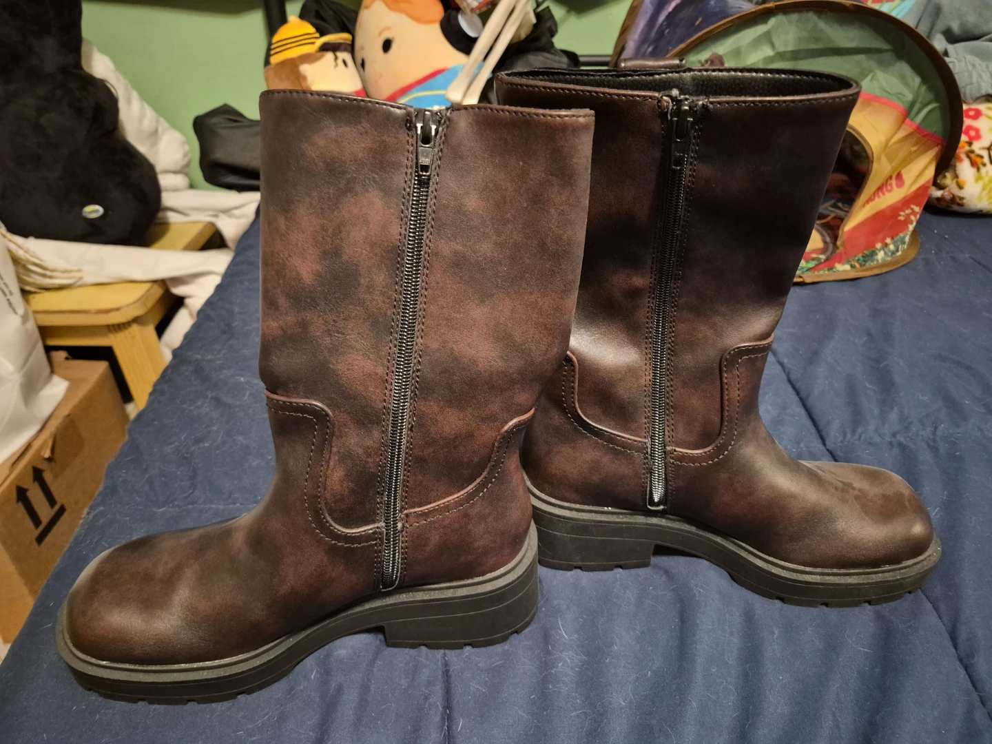 Brown Faux Leather Zip Up Boots - photo 2