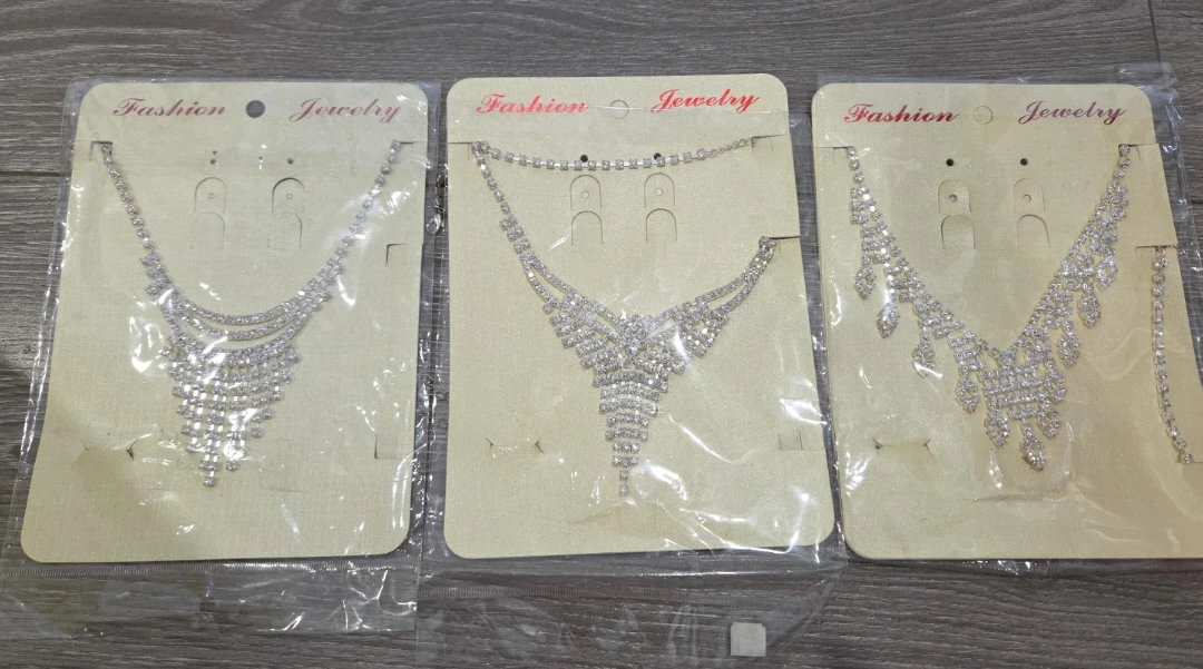 Rhinestone Choker Necklace Set (3)