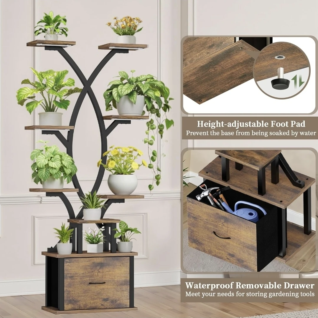 Tiered Plant Stand with LED Grow Lights