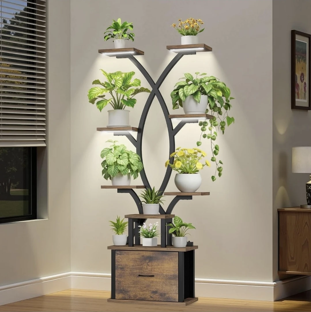 Tiered Plant Stand with LED Grow Lights - photo 2