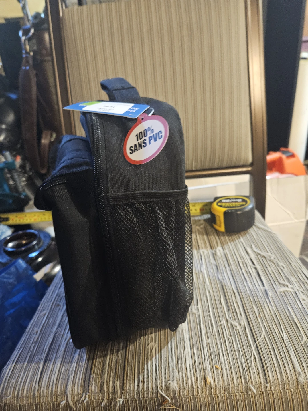 Black Insulated Lunch Bag with Mesh Pocket - photo 3