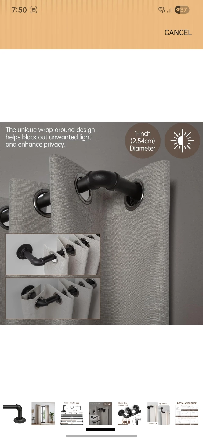 Zeerobee Industrial Wrap Around Curtain Rod - photo 5