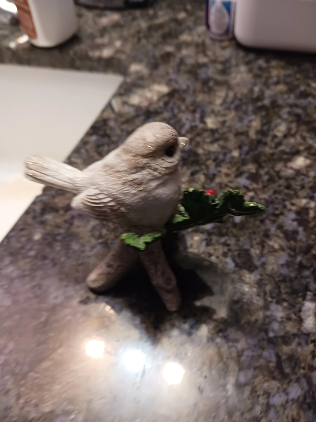 Set of 2 Ceramic Bird Figurines with Red Flowers - photo 3