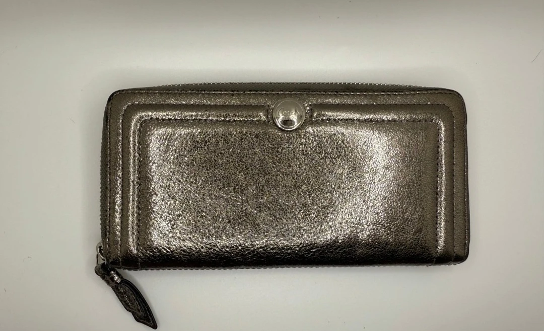 Coach Metallic Zip Around Wallet